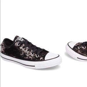 One day sale! Sparkly Black Converse! Super fly!!!
